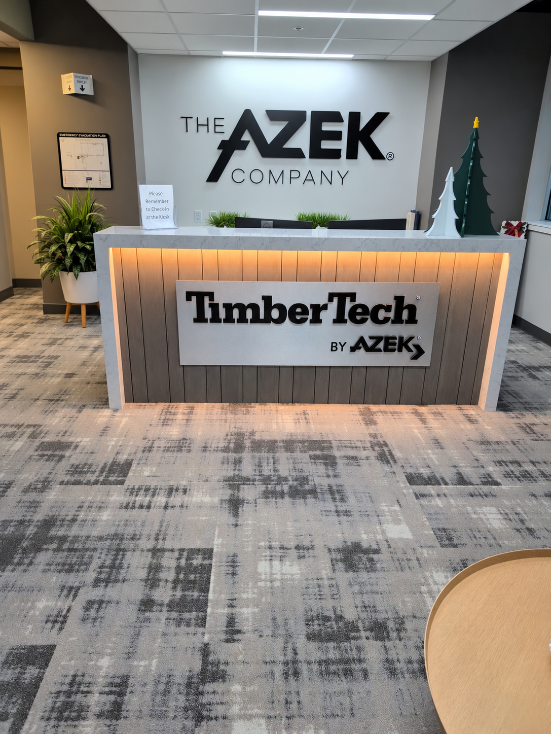 TimberTech and AZEK reception desk during our training visit in Boise